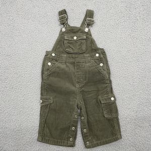 Old Navy Corduroy Bibs Baby 6/12 month Green Cargo Overalls Pockets Pants Unisex